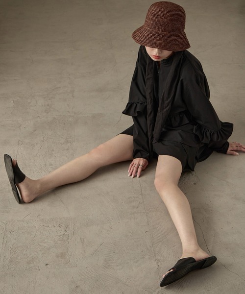 Fashion Letter（ファッションレター）の「水陸両用 フリルデザイン ラッシュガード ブラウス（ラッシュガード・レディース・ブラック・M）」の4枚目の写真