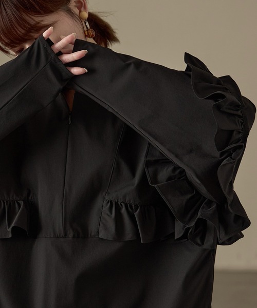Fashion Letter（ファッションレター）の「水陸両用 フリルデザイン ラッシュガード ブラウス（ラッシュガード・レディース・ブラック・M）」の8枚目の写真