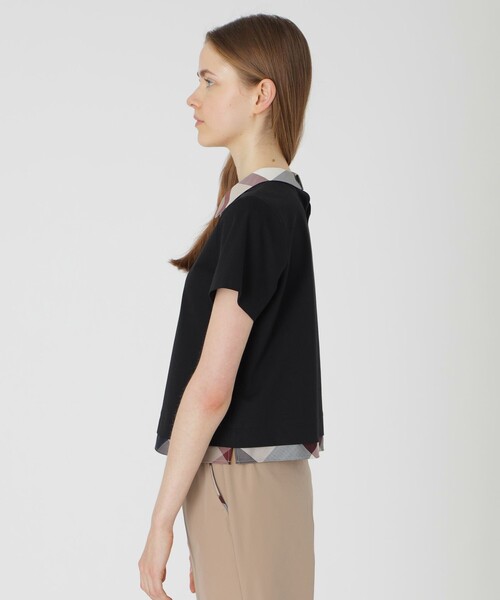 BLUE LABEL CRESTBRIDGE（ブルーレーベルクレストブリッジ）の「ピマコットンプレーティング天竺パーシャルチェックカットソー（Tシャツ/カットソー・レディース・ホワイト/ブラック/ベージュ・38/40）」の12枚目の写真