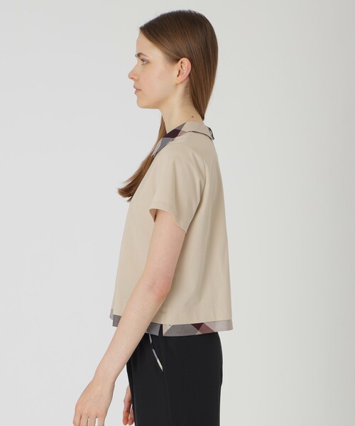 BLUE LABEL CRESTBRIDGE（ブルーレーベルクレストブリッジ）の「ピマコットンプレーティング天竺パーシャルチェックカットソー（Tシャツ/カットソー・レディース・ホワイト/ブラック/ベージュ・38/40）」の17枚目の写真