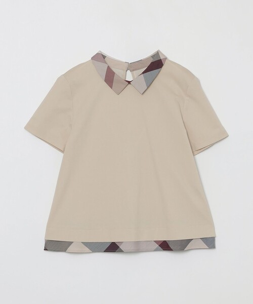 BLUE LABEL CRESTBRIDGE（ブルーレーベルクレストブリッジ）の「ピマコットンプレーティング天竺パーシャルチェックカットソー（Tシャツ/カットソー・レディース・ホワイト/ブラック/ベージュ・38/40）」の8枚目の写真