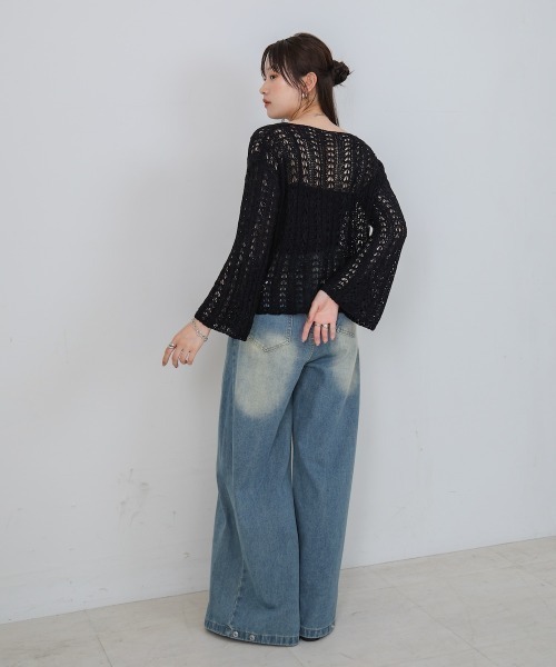 Bab（バブ）の「【M・Lサイズ展開】ウエストデザイン　ルーズデニムパンツ（その他パンツ・レディース・ライトブルー/ブルー・M/L）」の8枚目の写真