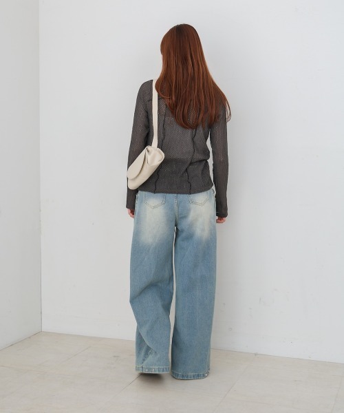 Bab（バブ）の「【M・Lサイズ展開】ウエストデザイン　ルーズデニムパンツ（その他パンツ・レディース・ライトブルー/ブルー・M/L）」の15枚目の写真