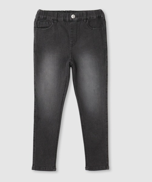 NAVY（ネイビー）の「NAVY のびるモン ツイルストレッチ スキニーギャザーパンツ（デニムパンツ・キッズ・ブルー/ライトブルー/ブラック系その他/ブラック・140/130/120/160/150）」の3枚目の写真