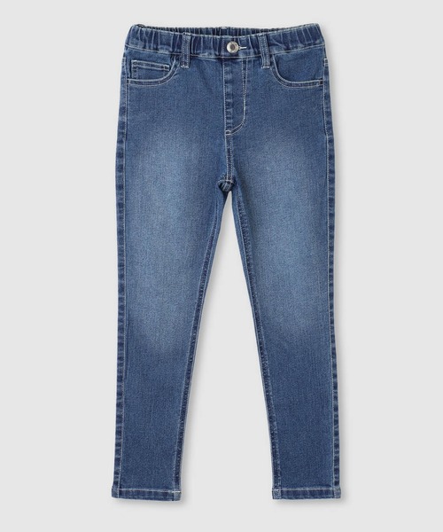 NAVY（ネイビー）の「NAVY のびるモン ツイルストレッチ スキニーギャザーパンツ（デニムパンツ・キッズ・ブルー/ライトブルー/ブラック系その他/ブラック・140/130/120/160/150）」の4枚目の写真