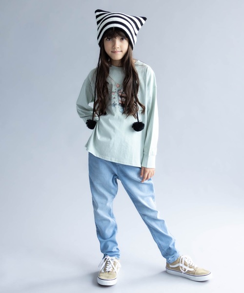 NAVY（ネイビー）の「NAVY のびるモン ツイルストレッチ スキニーギャザーパンツ（デニムパンツ・キッズ・ブルー/ライトブルー/ブラック系その他/ブラック・140/130/120/160/150）」の22枚目の写真