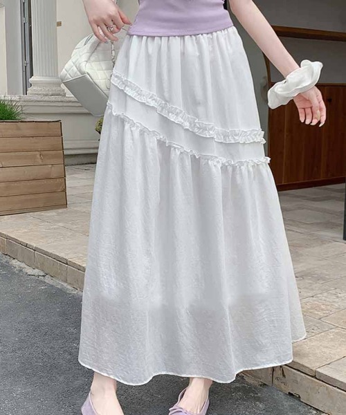 shoppinggo(ショッピングゴー)の「Aラインスカート レディース フレアスカート(スカート・レディース・ブルー/ホワイト・M)」の5枚目の写真