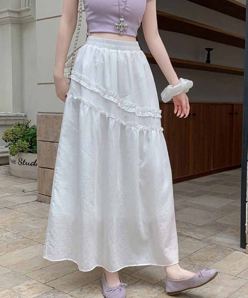shoppinggo(ショッピングゴー)の「Aラインスカート レディース フレアスカート(スカート・レディース・ブルー/ホワイト・M)」の9枚目の写真