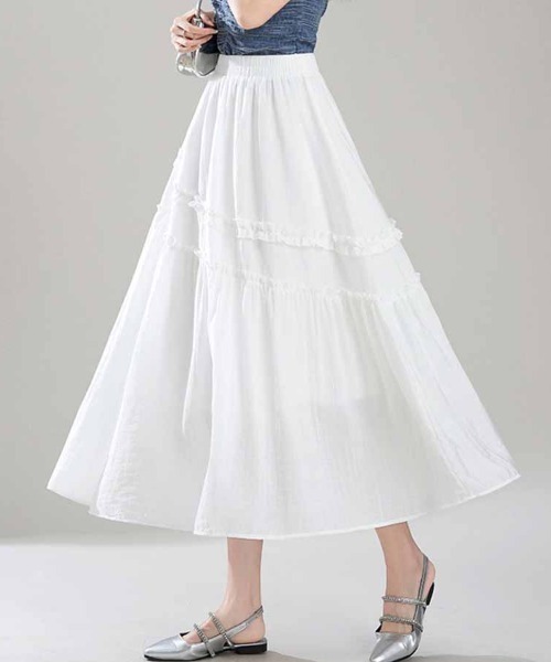 shoppinggo(ショッピングゴー)の「Aラインスカート レディース フレアスカート(スカート・レディース・ブルー/ホワイト・M)」の15枚目の写真