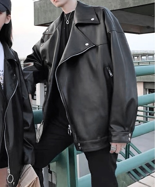 セール】HYDRA オーバーサイズ シンセティックレザー ライダース