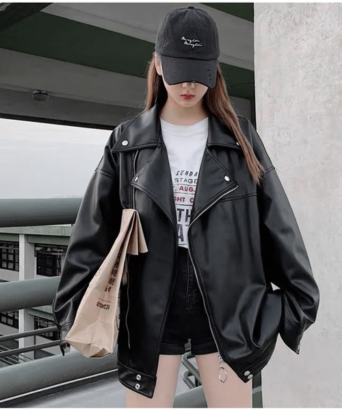 セール】HYDRA オーバーサイズ シンセティックレザー ライダース