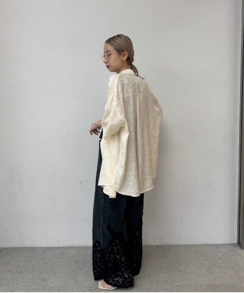ameri♡SUMMER JACQUARD OVER SHIRT JACKET SUMMER JACQUARD OVER SHIRT JACKET（テーラードジャケット