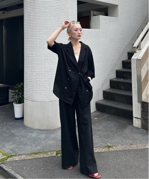 ameri vintage ジャケット SUMMER JACQUARD OVER SHIRT JACKET（テーラードジャケット