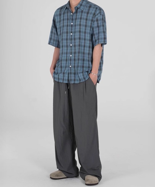 NOWLE(ノウル)の「【NOWLE】シアサッカー チェック 半袖 ボタン シャツ(シャツ/ブラウス・メンズ・ダークグレー/ブルー・X-LARGE/MEDIUM/LARGE)」の9枚目の写真