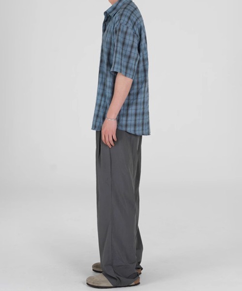 NOWLE(ノウル)の「【NOWLE】シアサッカー チェック 半袖 ボタン シャツ(シャツ/ブラウス・メンズ・ダークグレー/ブルー・X-LARGE/MEDIUM/LARGE)」の14枚目の写真