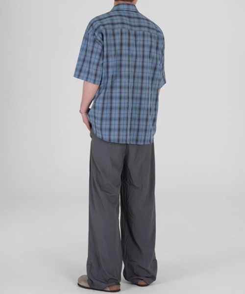 NOWLE(ノウル)の「【NOWLE】シアサッカー チェック 半袖 ボタン シャツ(シャツ/ブラウス・メンズ・ダークグレー/ブルー・X-LARGE/MEDIUM/LARGE)」の15枚目の写真