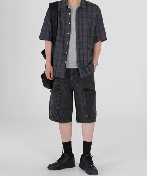 NOWLE(ノウル)の「【NOWLE】シアサッカー チェック 半袖 ボタン シャツ(シャツ/ブラウス・メンズ・ダークグレー/ブルー・X-LARGE/MEDIUM/LARGE)」の20枚目の写真