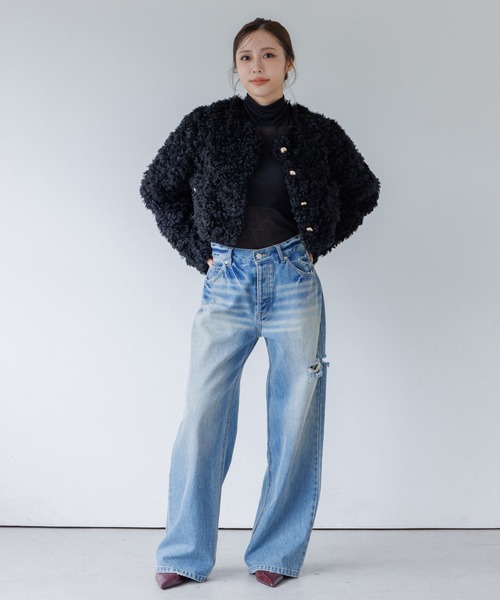 SENEE（セニー）の「poodle no-collar jacket（プードルノーカラージャケット）（ノーカラージャケット・レディース・ブラック・MEDIUM/SMALL）」の11枚目の写真