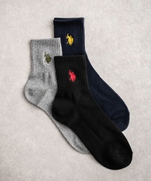 U.S. POLO ASSN.（ユーエスポロアッスン）の「U.S. POLO ASSN. ユーエスポロアッスン ワンポイントロゴ刺繍3足アソートクォーター丈ソックス（ソックス/靴下・メンズ）」