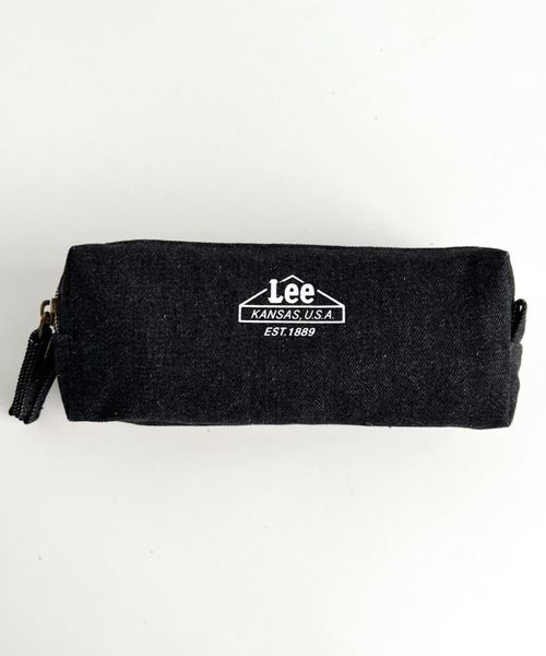 Lee(リー)の「Lee/リー プリントロゴ 2連ポケット マルチポーチ/カジュアル 化粧ポーチ 小物入れ/キャンバス デニム ヒッコリー(ポーチ・レディース・ホワイト/ストライプ/ネイビー/ブラック/ブルー/ブラック系その他・FREE)」の3枚目の写真