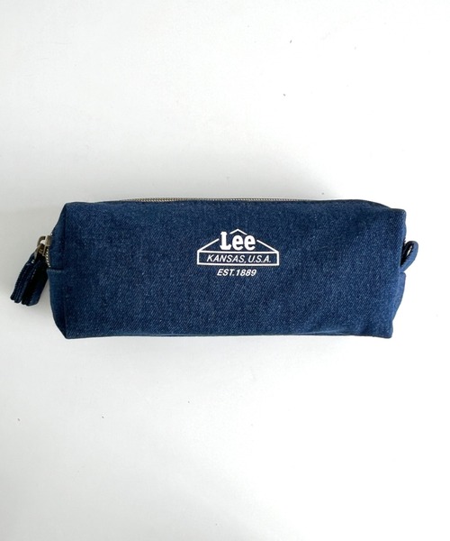 Lee(リー)の「Lee/リー プリントロゴ 2連ポケット マルチポーチ/カジュアル 化粧ポーチ 小物入れ/キャンバス デニム ヒッコリー(ポーチ・レディース・ホワイト/ストライプ/ネイビー/ブラック/ブルー/ブラック系その他・FREE)」の4枚目の写真