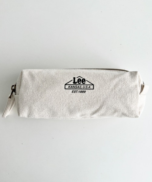 Lee(リー)の「Lee/リー プリントロゴ 2連ポケット マルチポーチ/カジュアル 化粧ポーチ 小物入れ/キャンバス デニム ヒッコリー(ポーチ・レディース・ホワイト/ストライプ/ネイビー/ブラック/ブルー/ブラック系その他・FREE)」の2枚目の写真