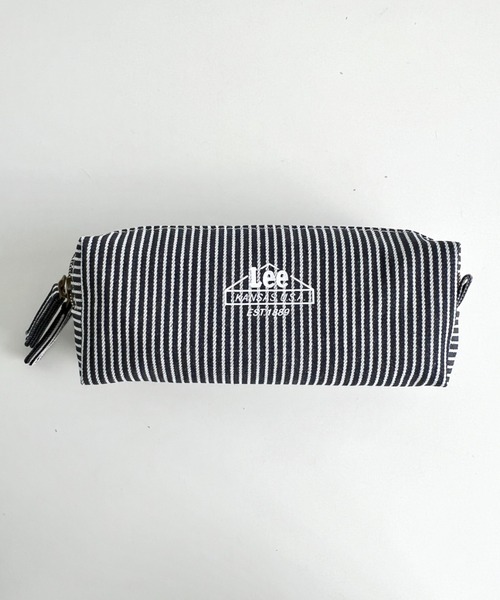 Lee(リー)の「Lee/リー プリントロゴ 2連ポケット マルチポーチ/カジュアル 化粧ポーチ 小物入れ/キャンバス デニム ヒッコリー(ポーチ・レディース・ホワイト/ストライプ/ネイビー/ブラック/ブルー/ブラック系その他・FREE)」の6枚目の写真