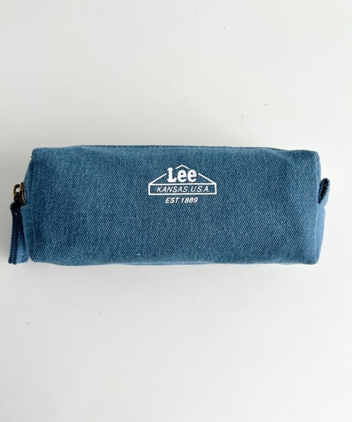 Lee(リー)の「Lee/リー プリントロゴ 2連ポケット マルチポーチ/カジュアル 化粧ポーチ 小物入れ/キャンバス デニム ヒッコリー(ポーチ・レディース・ホワイト/ストライプ/ネイビー/ブラック/ブルー/ブラック系その他・FREE)」の5枚目の写真