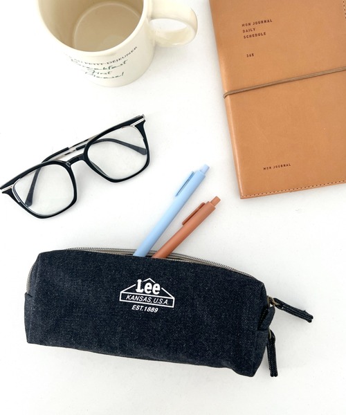 Lee(リー)の「Lee/リー プリントロゴ 2連ポケット マルチポーチ/カジュアル 化粧ポーチ 小物入れ/キャンバス デニム ヒッコリー(ポーチ・レディース・ホワイト/ストライプ/ネイビー/ブラック/ブルー/ブラック系その他・FREE)」の8枚目の写真