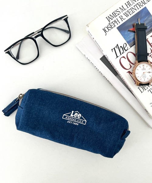Lee(リー)の「Lee/リー プリントロゴ 2連ポケット マルチポーチ/カジュアル 化粧ポーチ 小物入れ/キャンバス デニム ヒッコリー(ポーチ・レディース・ホワイト/ストライプ/ネイビー/ブラック/ブルー/ブラック系その他・FREE)」の11枚目の写真