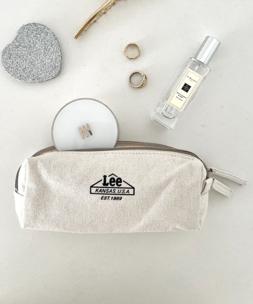 Lee(リー)の「Lee/リー プリントロゴ 2連ポケット マルチポーチ/カジュアル 化粧ポーチ 小物入れ/キャンバス デニム ヒッコリー(ポーチ・レディース・ホワイト/ストライプ/ネイビー/ブラック/ブルー/ブラック系その他・FREE)」の12枚目の写真