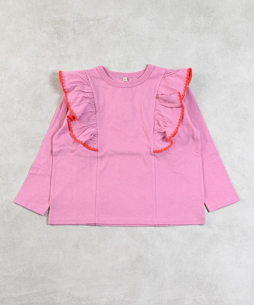Life Support Products（ライフサポートプロダクツ）の「フリル刺繍ロンティー（Tシャツ/カットソー・キッズ・チャコール/ホワイト系その他/グリーン/ピンク・80/90/95/100/110/120/130/140/150）」の16枚目の写真
