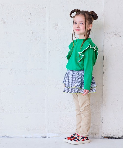 Life Support Products（ライフサポートプロダクツ）の「フリル刺繍ロンティー（Tシャツ/カットソー・キッズ・チャコール/ホワイト系その他/グリーン/ピンク・80/90/95/100/110/120/130/140/150）」の19枚目の写真