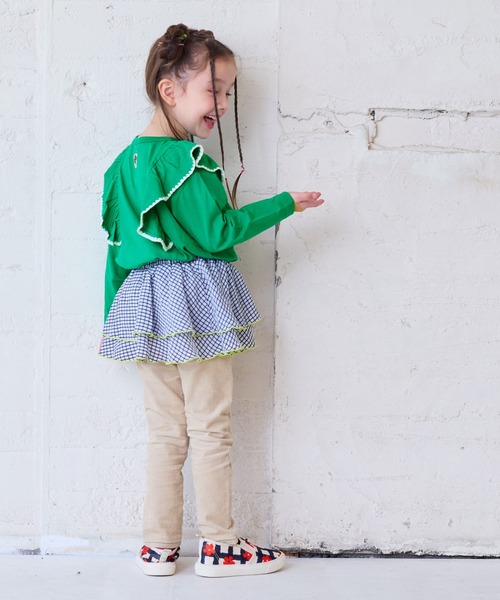 Life Support Products（ライフサポートプロダクツ）の「フリル刺繍ロンティー（Tシャツ/カットソー・キッズ・チャコール/ホワイト系その他/グリーン/ピンク・80/90/95/100/110/120/130/140/150）」の21枚目の写真