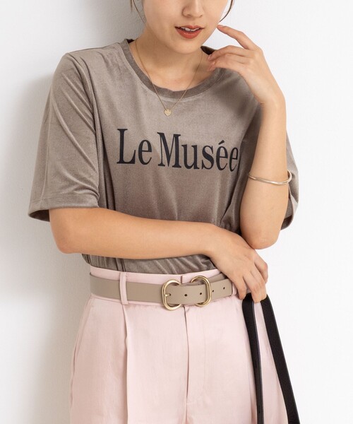 NOLLEY’S（ノーリーズ）の「シアートリコットベロアプリントTシャツ（Tシャツ/カットソー・レディース・キナリ/カーキ/ブラック・38）」の3枚目の写真