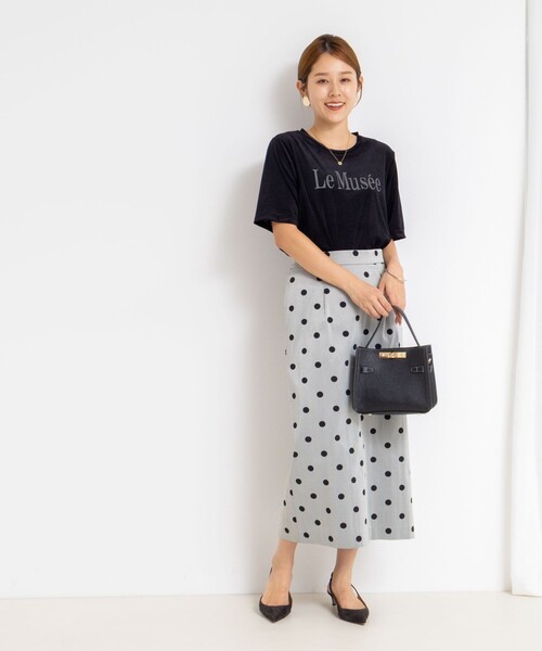 NOLLEY’S（ノーリーズ）の「シアートリコットベロアプリントTシャツ（Tシャツ/カットソー・レディース・キナリ/カーキ/ブラック・38）」の5枚目の写真