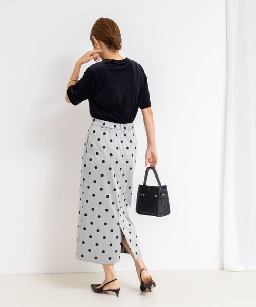 NOLLEY’S（ノーリーズ）の「シアートリコットベロアプリントTシャツ（Tシャツ/カットソー・レディース・キナリ/カーキ/ブラック・38）」の7枚目の写真