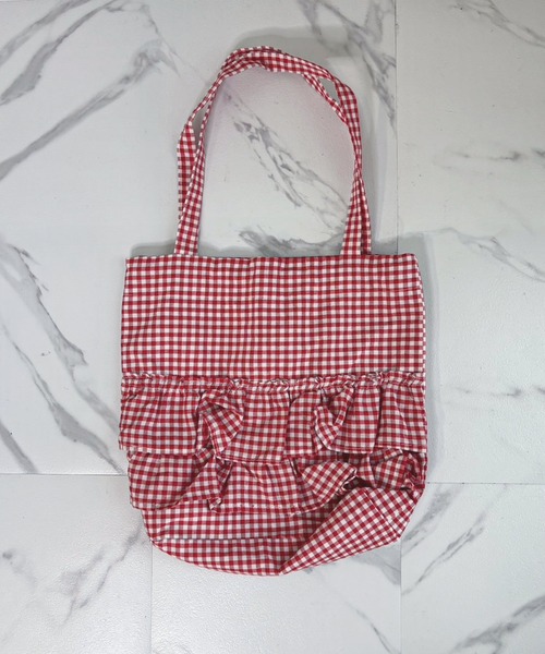 frunco(フランコ)の「【ZOZO限定】ギンガムチェックフリルトートバッグ(トートバッグ・レディース・ブラック/ピンク/レッド/ブルー・FREE)」の6枚目の写真