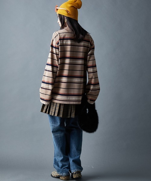 GEVS.(ジェイヴィス)の「綿100%マルチボーダーロングスリーブTシャツ<大きいサイズ有>GEVS.(Tシャツ/カットソー・レディース・ブラック系/ベージュ系・5L/4L/3L/LL/L/M)」の8枚目の写真