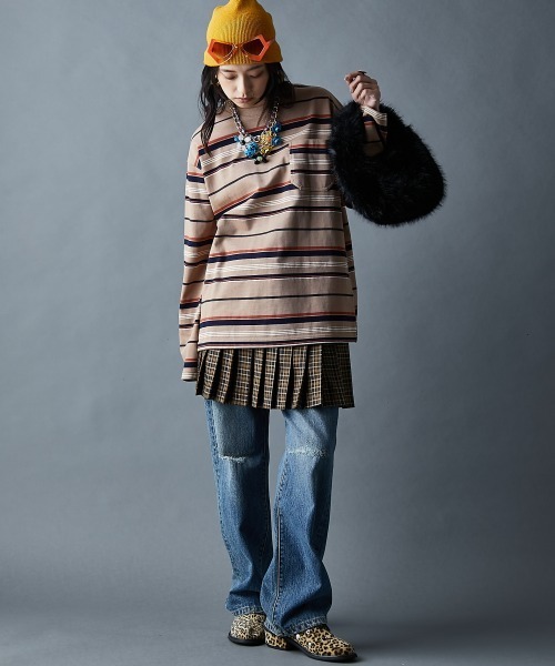 GEVS.(ジェイヴィス)の「綿100%マルチボーダーロングスリーブTシャツ<大きいサイズ有>GEVS.(Tシャツ/カットソー・レディース・ブラック系/ベージュ系・5L/4L/3L/LL/L/M)」の10枚目の写真