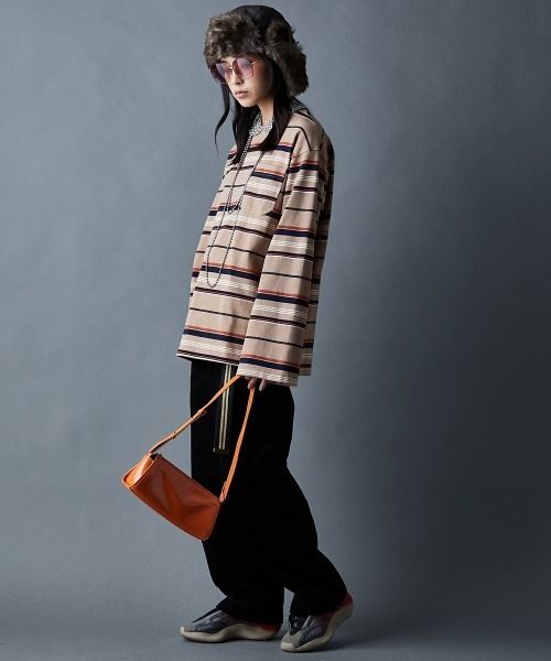 GEVS.(ジェイヴィス)の「綿100%マルチボーダーロングスリーブTシャツ<大きいサイズ有>GEVS.(Tシャツ/カットソー・レディース・ブラック系/ベージュ系・5L/4L/3L/LL/L/M)」の19枚目の写真