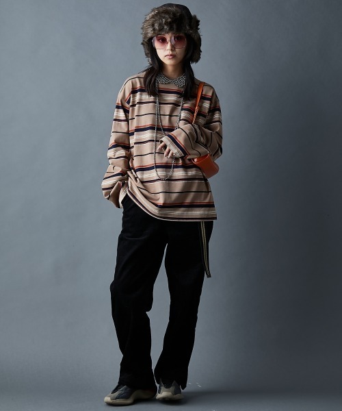 GEVS.(ジェイヴィス)の「綿100%マルチボーダーロングスリーブTシャツ<大きいサイズ有>GEVS.(Tシャツ/カットソー・レディース・ブラック系/ベージュ系・5L/4L/3L/LL/L/M)」の22枚目の写真