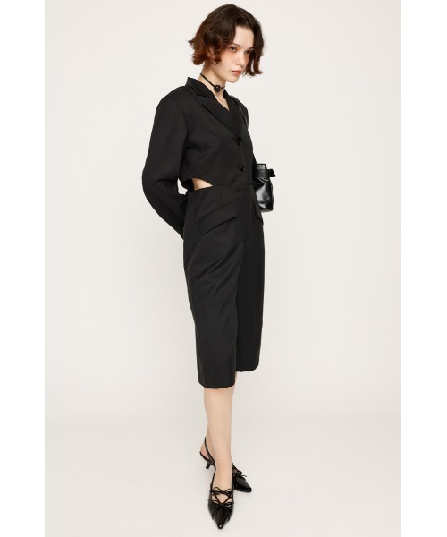 SLY(スライ)の「CUT OUT TAILORED JUMP SUIT カットアウト テイラード ジャンプスーツ 秋服(つなぎ/オールインワン・レディース・ブラック/杢グレー・FREE)」の3枚目の写真