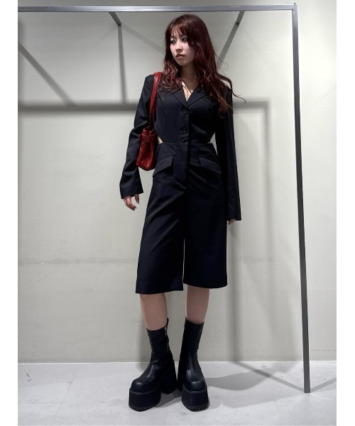 SLY(スライ)の「CUT OUT TAILORED JUMP SUIT カットアウト テイラード ジャンプスーツ 秋服(つなぎ/オールインワン・レディース・ブラック/杢グレー・FREE)」の13枚目の写真