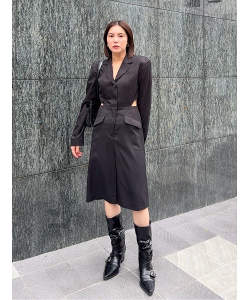 SLY(スライ)の「CUT OUT TAILORED JUMP SUIT カットアウト テイラード ジャンプスーツ 秋服(つなぎ/オールインワン・レディース・ブラック/杢グレー・FREE)」の14枚目の写真