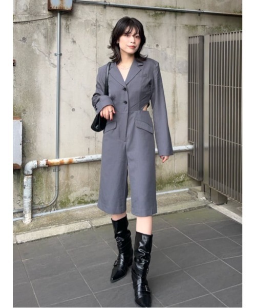 SLY(スライ)の「CUT OUT TAILORED JUMP SUIT カットアウト テイラード ジャンプスーツ 秋服(つなぎ/オールインワン・レディース・ブラック/杢グレー・FREE)」の16枚目の写真