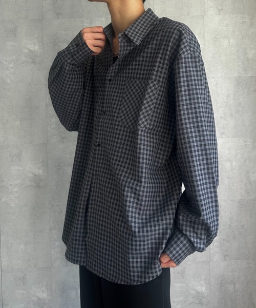 CREARE -LINO-(クレアーレリノ)の「〈ユニセックス商品〉ベーシック長袖チェックシャツ(シャツ/ブラウス・メンズ・キャメル/ブラック系その他・L/M)」の2枚目の写真