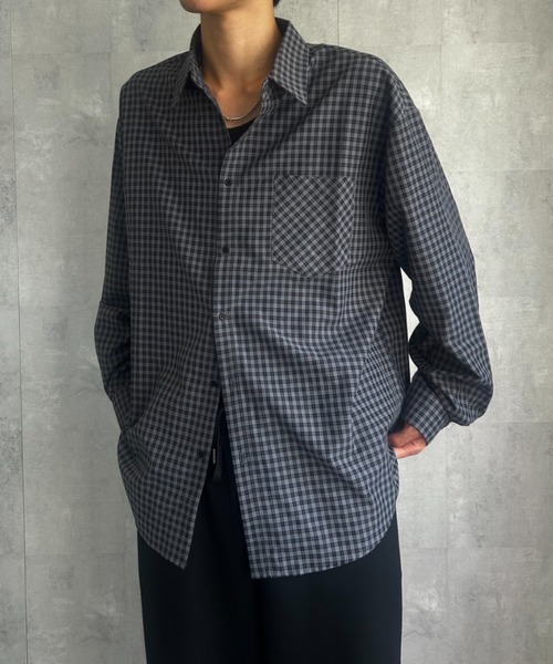 CREARE -LINO-(クレアーレリノ)の「〈ユニセックス商品〉ベーシック長袖チェックシャツ(シャツ/ブラウス・メンズ・キャメル/ブラック系その他・L/M)」の4枚目の写真