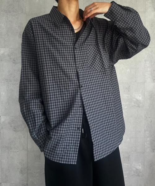 CREARE -LINO-(クレアーレリノ)の「〈ユニセックス商品〉ベーシック長袖チェックシャツ(シャツ/ブラウス・メンズ・キャメル/ブラック系その他・L/M)」の5枚目の写真