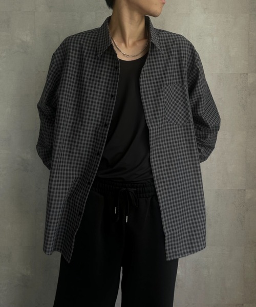 CREARE -LINO-(クレアーレリノ)の「〈ユニセックス商品〉ベーシック長袖チェックシャツ(シャツ/ブラウス・メンズ・キャメル/ブラック系その他・L/M)」の14枚目の写真
